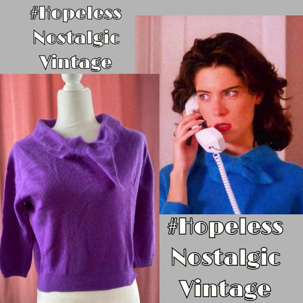 Donna Hayward's 1950's Darlene Sweater with Collar Knot (Purple)